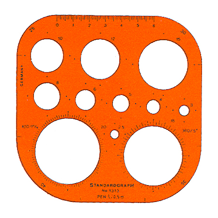 Standargraph - Plastic tekensjabloon - 115x115x1mm - radius