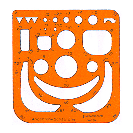 Standardgraph Plastic template - 120x115x1mm - radius/tangent