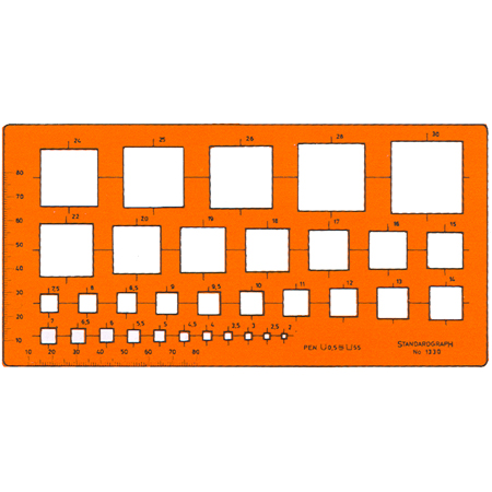 Standardgraph Plastic template - 200x100x1mm - squarres