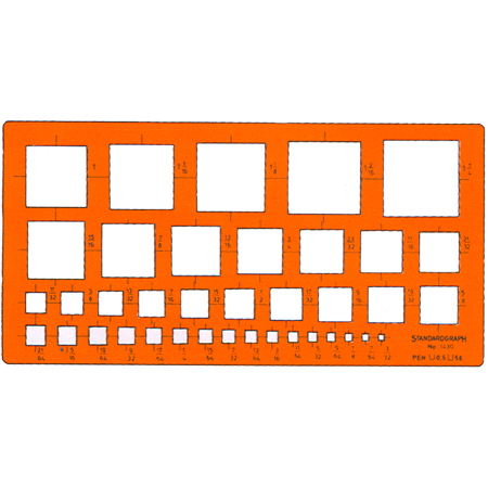 Standardgraph Plastic template - inch-sized - 200x100x0,75mm - squares