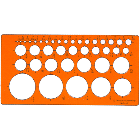 Standardgraph Plastic template - inch-sized - 200x100x0,75mm - circles