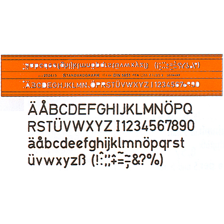 Standardgraph Plastic lettering guide - upright lettering upper & lower case