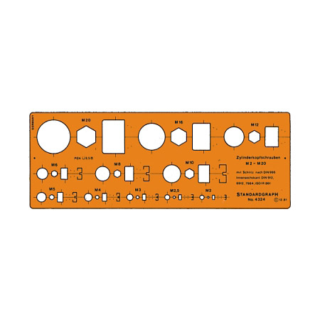 Standardgraph Plastic template - 233x85x1mm - socket head cap screw
