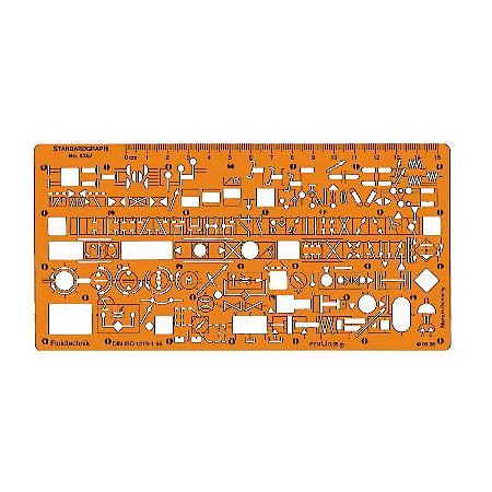 Standardgraph Plastic template - 200x100x1,2mm - hydraulic & pneumatic controls