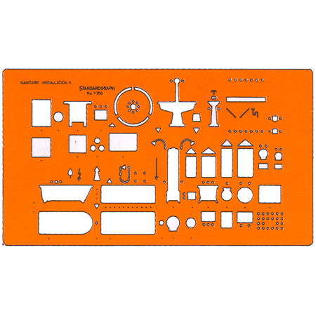 Standardgraph Plastic template - 200x112x1mm - scale 1/50 - sanitary installations II