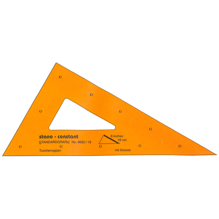 Standardgraph Constant - tekendriehoek in oranje transparante plastic - 30°/60° - zonder graduaties