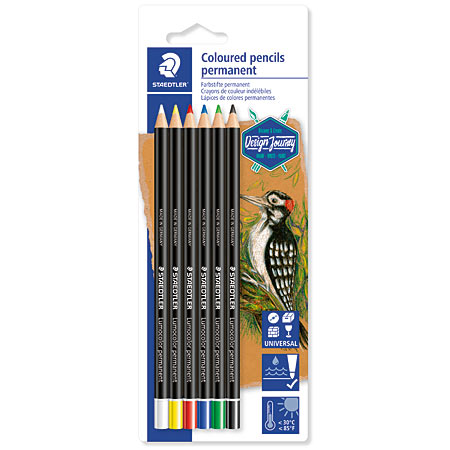 Staedtler Lumocolor Permanent Glasochrom - assorted permanent pencils - 6 colours