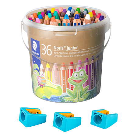 Staedtler Noris Junior Chunky 3in1 - pail - 36 water soluble coloured pencils & 3 sharpeners
