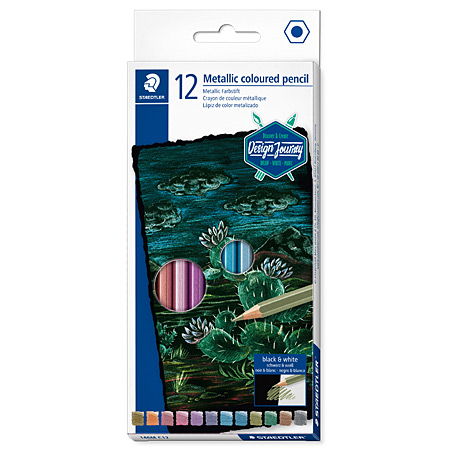 Staedtler Design Journey Metallic - étui en carton - assortiment de 12 crayons de couleur métallisés