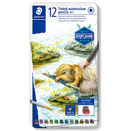 Staedtler Design Journey - tin - 12 assorted watersoluble tinted graphite pencils