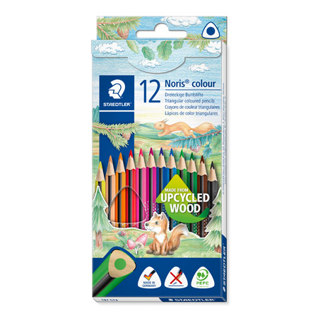 Staedtler Noris Colour - étui en carton - assortiment de crayons de couleur triangulaire - Upcycled Wood