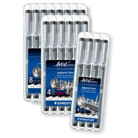 Staedtler Pigment Liner 308 - étui en plastique - assortiment de feutres calibrés - noir