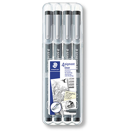 Staedtler Pigment Liner 308 - plastic pouch - 4 assorted fineliners (0,1/0,3/0,5/0,7mm)