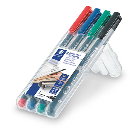 Staedtler Lumocolor Permanent F - plastic wallet - assorted pens with fine tip (0,6mm)