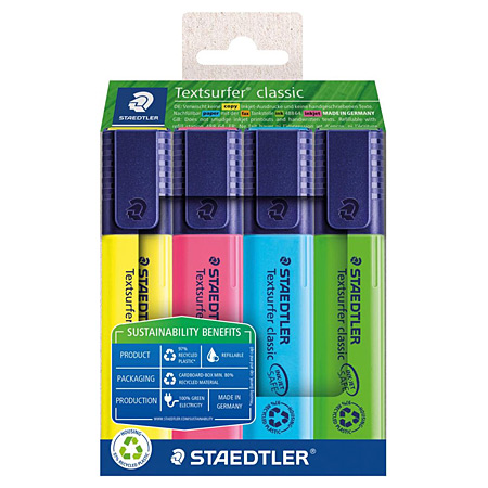 Staedtler Textsurfer Classic - étui en carton - assortiment de 4 surligneurs rechargeables