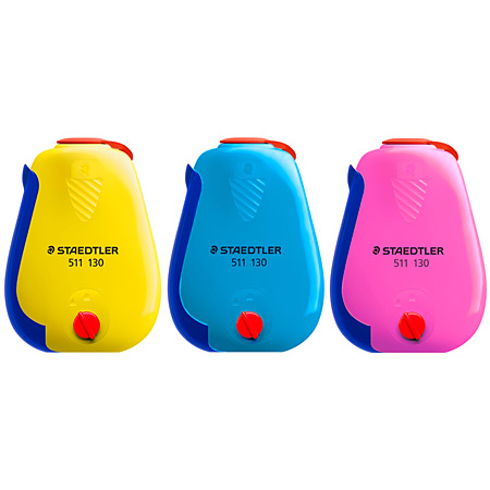 Staedtler Taille-crayon pour gauchers & droitiers - réservoir en plastique - diamètre 8,2mm - 3 couleurs assorties