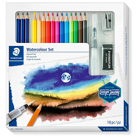 Staedtler Design Journey Watercolour Set - set de 15 crayons aquarellables & accessoires