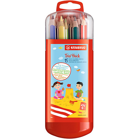 Stabilo Trio Thick - plastic box - 15 assorted colour pencils