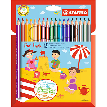 Stabilo Trio Thick - cardboard wallet - assorted colour pencils