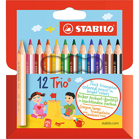 Stabilo Trio - étui en carton - assortiment de 12 mini crayons de couleur