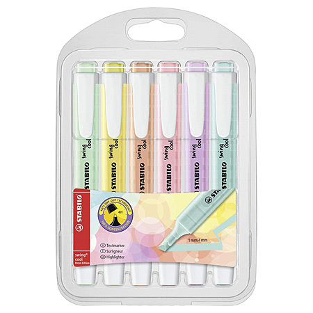 Stabilo Swing Cool Pastel - plastic etui - assortiment van tekstmarkers
