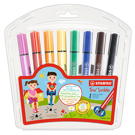 Stabilo Trio Scribbi - étui en plastique - assortiment de 8 marqueurs coloriage