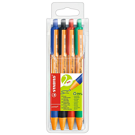 Stabilo Pointball - plastic pouch - 4 assorted ballpoint pens