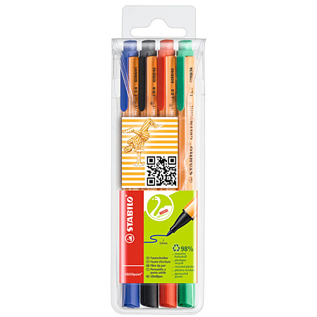 Stabilo GREENpoint - plastic pouch - 4 assorted fineliners
