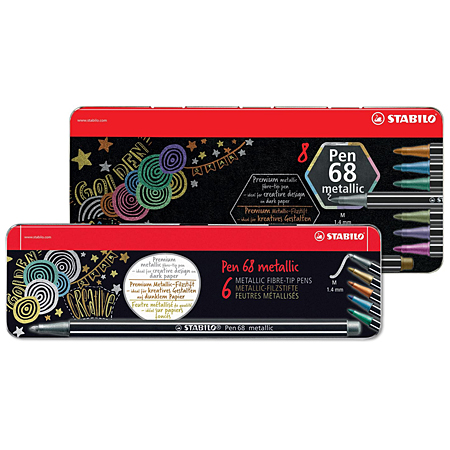 Stabilo Pen 68 Metallic - metal tin - assorted markers