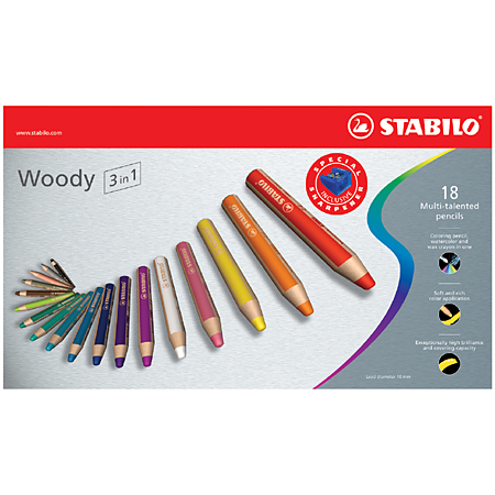 Stabilo Woody - kartonnen etui - assortiment van aquarel kleurpotloden