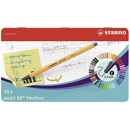 Stabilo Point 88 - metal tin - 50 assorted fineliners