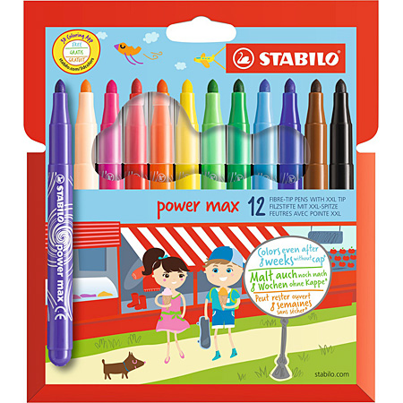 Stabilo Power Max - cardboard wallet - 12 assorted markers