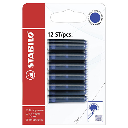 Stabilo Pack of 12 international ink cartridges - blue
