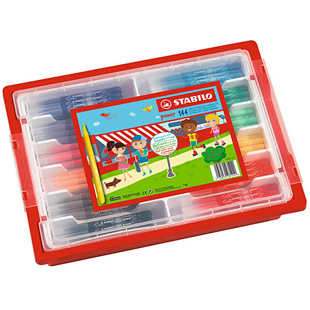 Stabilo Power Schoolpack - boîte en plastique - assortiment de 144 feutres de coloriage