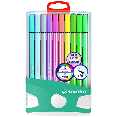 Stabilo Pen 68 Pastelparade - plastic doos - assortiment van 20 markers