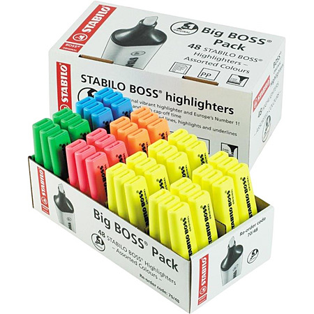 Stabilo Big Boss Pack - kartonnen doos - 48 geassorteerde tekstmarkers