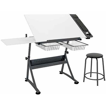 Studio Designs Fusion - table à dessin avec tabouret - surface de travail 91x61cm - réglage de la hauteur et de l'inclinaison