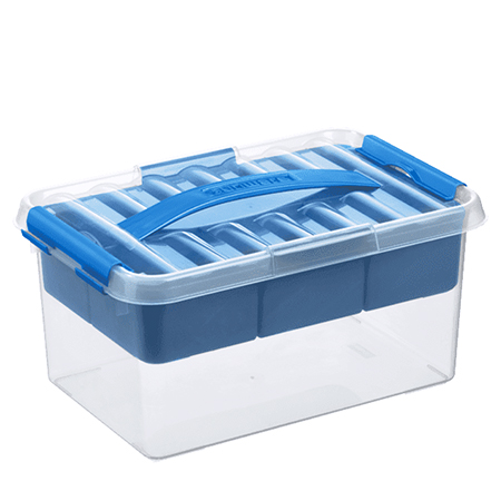 Sunware Q-Line - boîte de rangement en plastique transparent - avec plateau compartimenté amovible