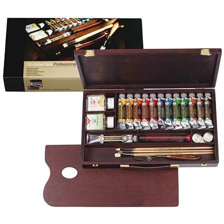 Talens Rembrandt - Professional Box - extra-fine oil colour - 12 assorted 40ml tubes, 1x60ml tube, medium & accessories