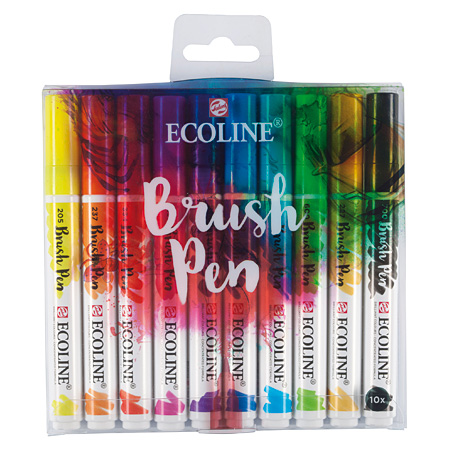 Talens Ecoline Brush Pen - étui en plastique - assortiment de marqueurs écoline