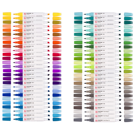 Talens | Pantone - assortiment de 54 marqueurs à encre pigmentée - pointes biseautée & pinceau - étui en carton