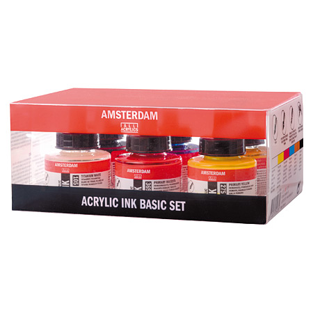 Talens Amsterdam - assortiment de 6 flacons 30ml d'encre acrylique