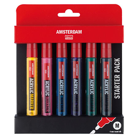 Talens Amsterdam - étui en carton - assortiment de marqueurs acrylique - pointe ronde 4mm