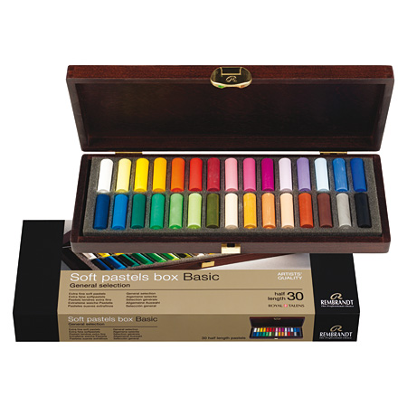 Talens Rembrandt - houten kist - assortiment van zachte halve pastels - 30 kleuren