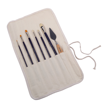 Talens Van Gogh - canvas brush case - set of 6 brushes + 1 knife for acrylic and oil paints