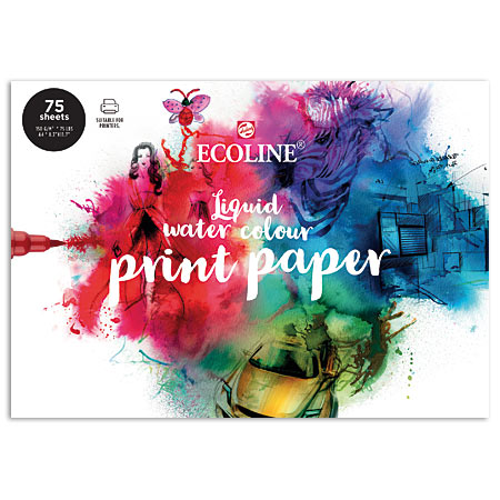 Talens Ecoline - paquet de 75 feuilles pour aquarelle & imprimante jet d'encre - 150g/m² - A4