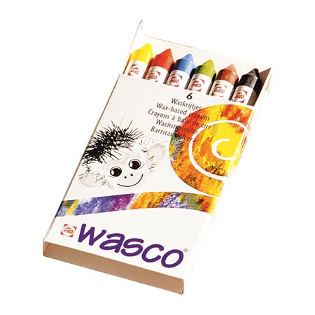 Talens Wasco - kartonnen doos - assortiment van 6 waskrijten voor kinderen