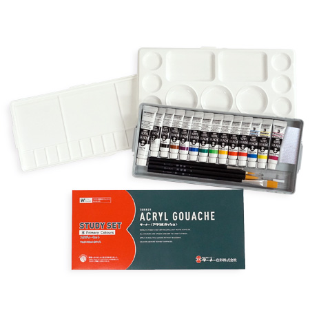 Turner Acryl Gouache Study Set - assortiment de 13 tubes de 11ml + 1 tube de 20ml + accessoires