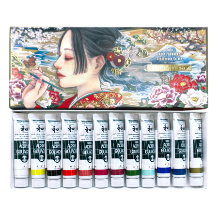 Turner Acryl Gouache Japanesque "Kaiteki" - assortiment van 12 tubes 20ml acryl gouache