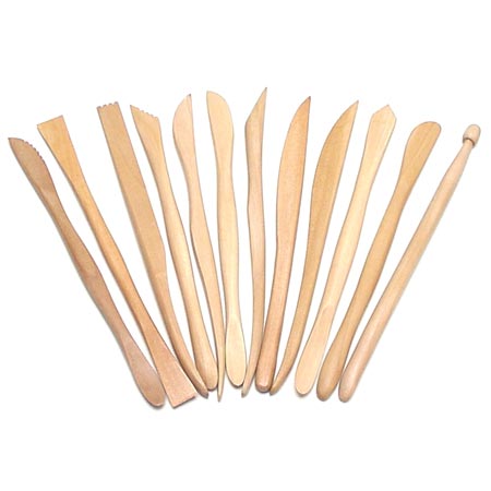 Peacock Set of 12 wooden modelling tools medium size
